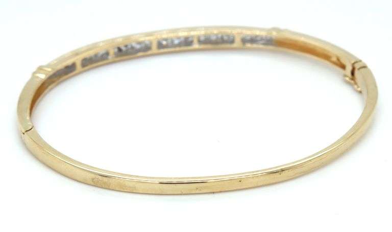 14kt Yellow gold 1ctw channel set bangle bracelet
