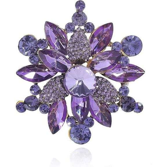 Purple Austrian Crystal Flower Brooch