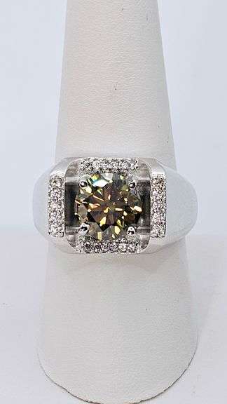 Men's Huge Sparkling 3.45 Ct Fire Moissanite Ring