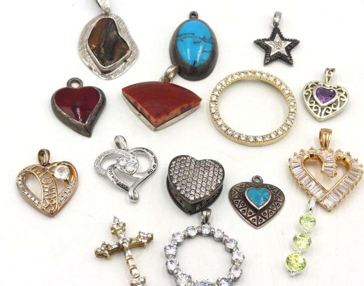 Group lot of Vintage 925 sterling silver pendants