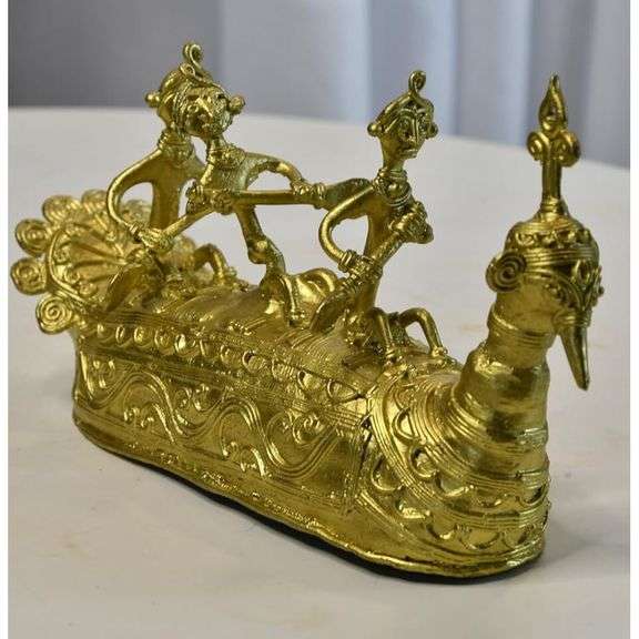 Handcrafted Brass Dhokra Art Ancient Boat Figurine