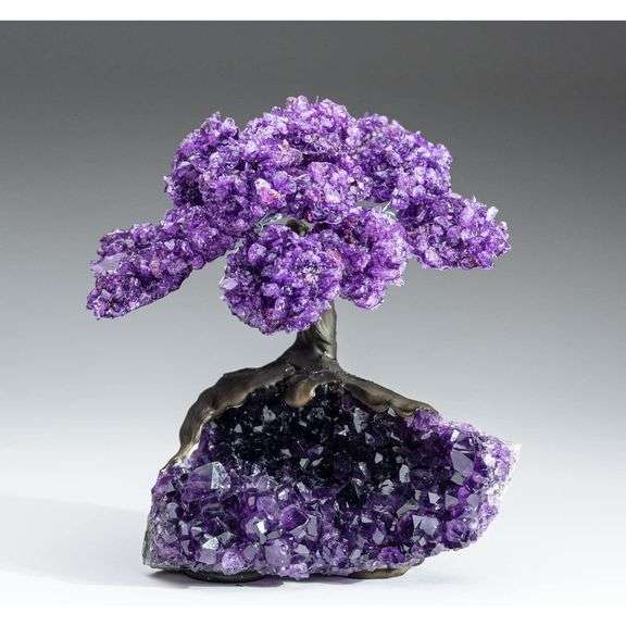 Genuine Amethyst Gemstone 7 Inch Handmade Tree