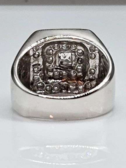 Men's  Sparkling 14 Kt White Gold Plate 7.25 Cttw Lab Simulated Diamond Ring