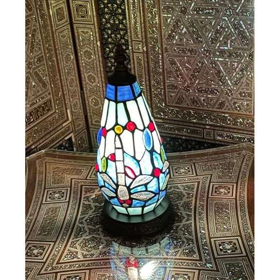 Mini Tiffany Dragonfly Stained Glass Lamp