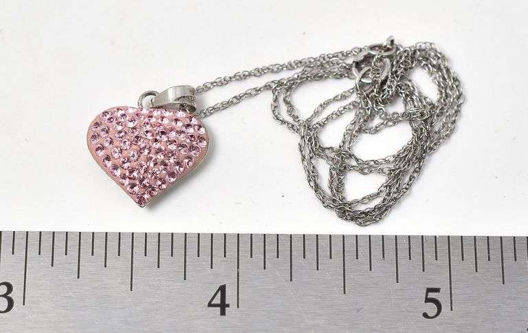 Pink CZ Gemstone Heart Pendant Necklace in Sterling Silver