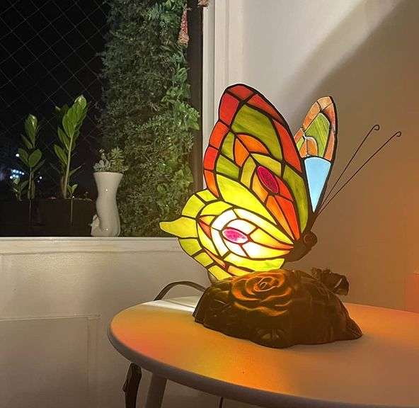 Stained Glass Butterfly Lamp