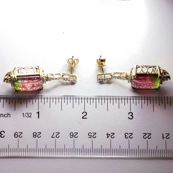 Tourmaline & Diamond Drop Earrings