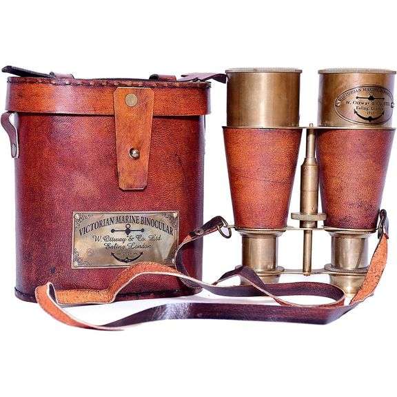 Marine Brass & Leather Binocular Opera Glasses