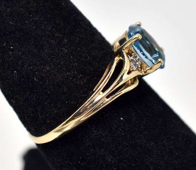 Lavish Topaz and Diamond Ring in 10K Yellow Gold