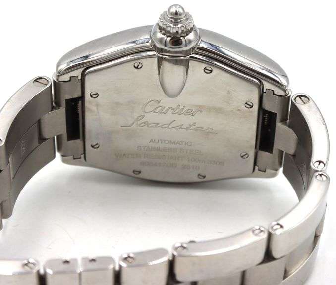 Cartier Roadster Silver Roman Numerals Dial Watch