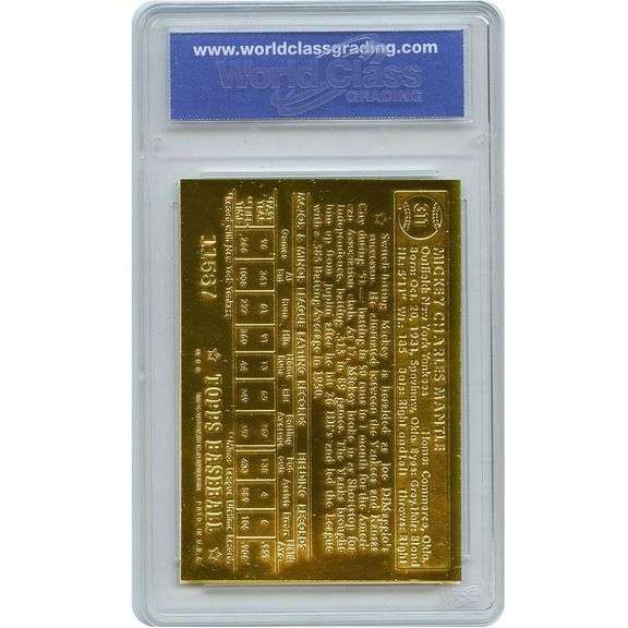 22K Gold Mickey Mantle Rookie Card Graded Mint 10
