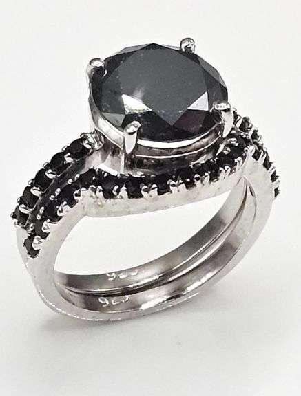 Dazzling 4.7 Ct Silk Black Lab Simulated Diamond 2 Band Ring