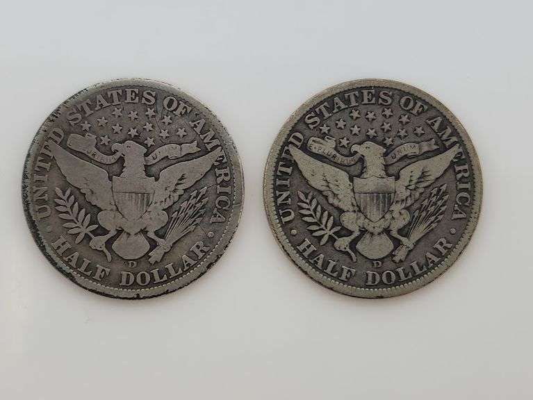 1907 D & 1908 D Barber Half Dollar, Circulated