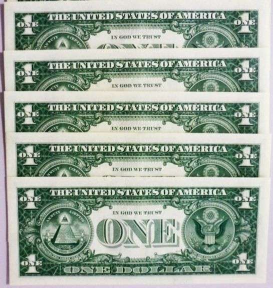 (5) Superb Crisp 2017A $1 Dollar Star Notes San Francisco Consecutive Fancy Lower Serial Numbers!