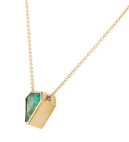 1.75ct Shield Cut Emerald Bezel Cut Solitaire Pendant Necklace in 18K