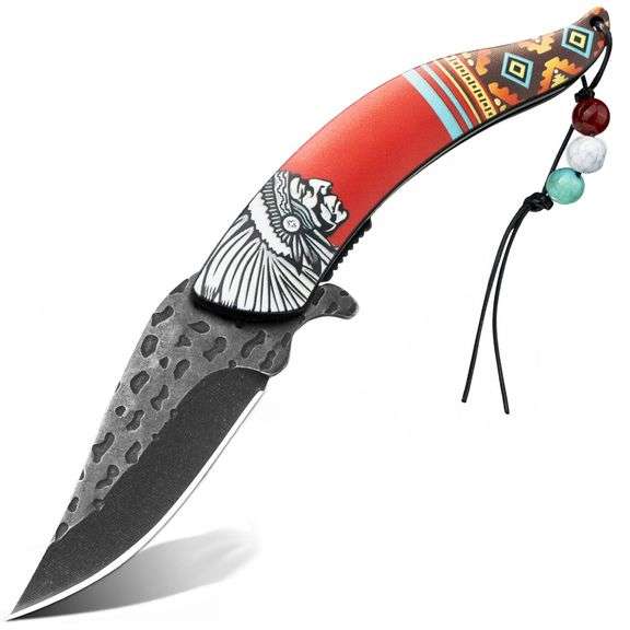 Native American Design Folding Knife