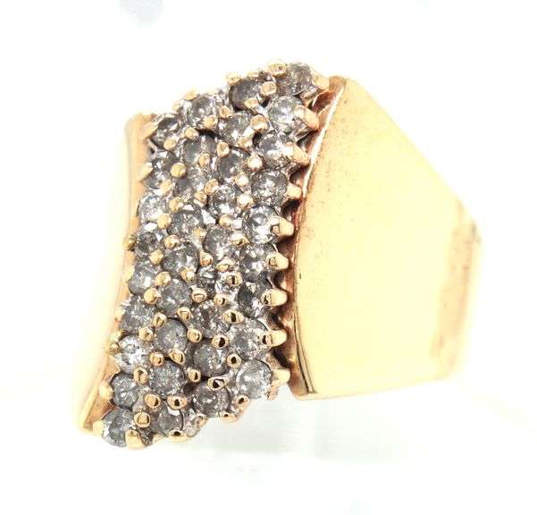 Wide Shank 10K YG Diamond Cluster Ring