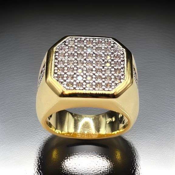 Men's 14 Kt Gold Plate 6.25 Cttw. Lab Simulated Diamond Ring