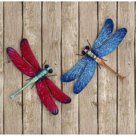 Set of 2 Metal Dragonfly Wall Art