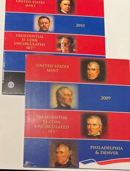 2009 & 2013 US Uncirculated Presidential Dollar Sets