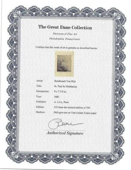 Rare Rembrandt Van Rijn St. Paul Heliogravure 1883