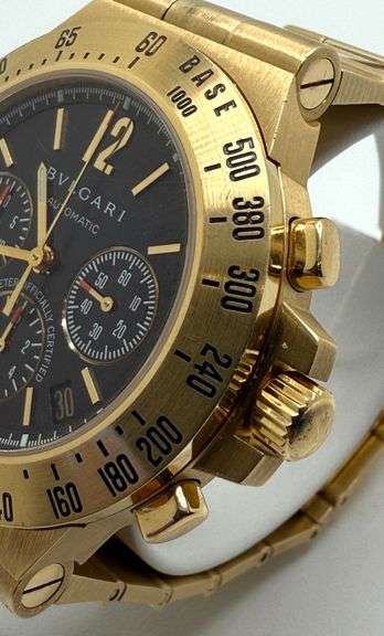 18K Solid Gold Bvulgari Chronograph Watch