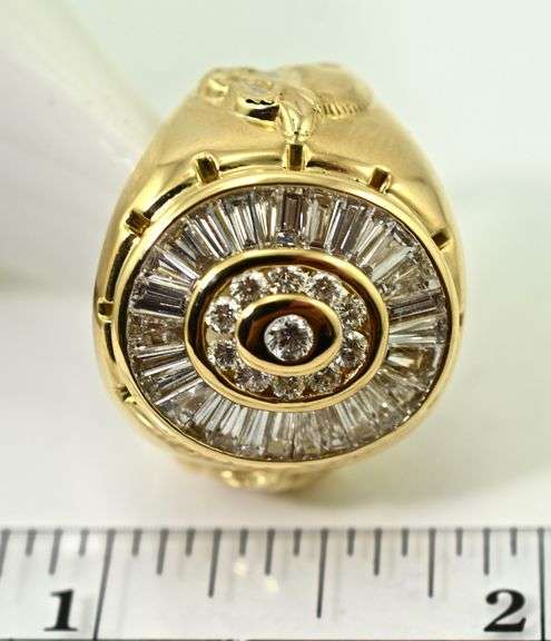 Jazzy 18K Yellow Gold Man's Diamond Cluster Ring