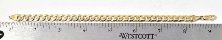 Magnificent Men's Curb Link Bracelet in 14K Yellow Gold