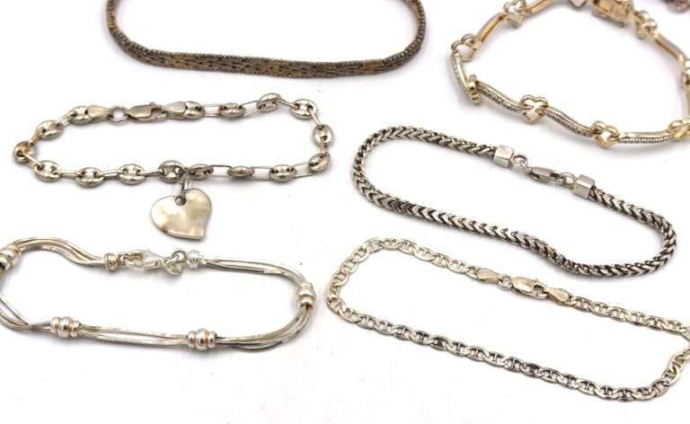 Vintage 925 sterling silver group lot of 8 bracelets