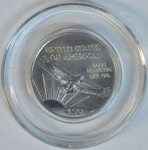 Pristine-perfect Gem BU 2001 $50 pure Platinum Eagle. Custom capsule