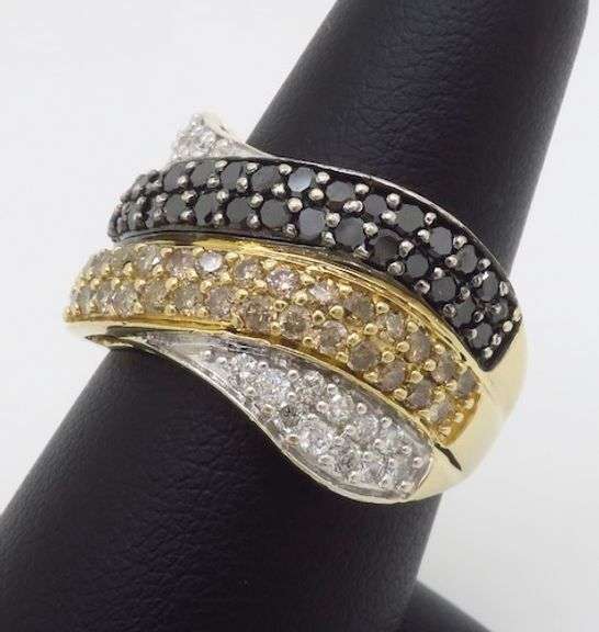 Black, White, & Yellow Diamond Cocktail Ring