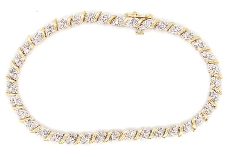 10kt Yellow gold diamond tennis bracelet