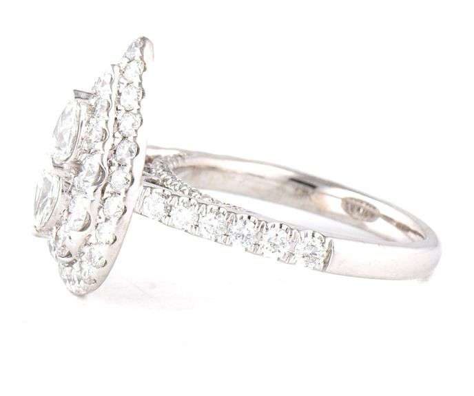 2.00ctw Pear and Round Diamond Double Frame Cluster Ring in 14K