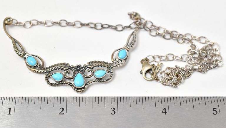 Turquoise Gemstone Necklace in Sterling Silver