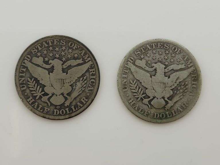 1909 O & 1910 Barber Half Dollar, Circulated