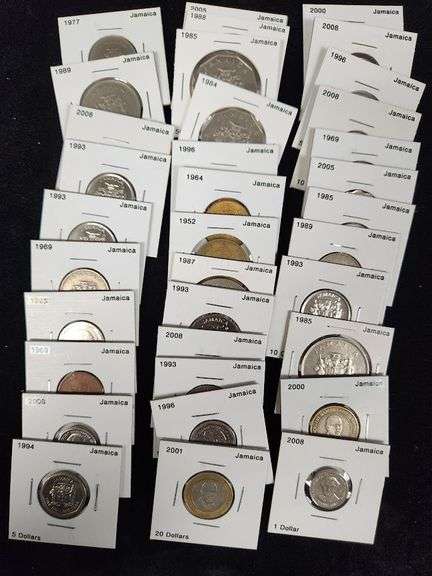 Lot Of 35 Jamaican Coins In Cardboard Holders