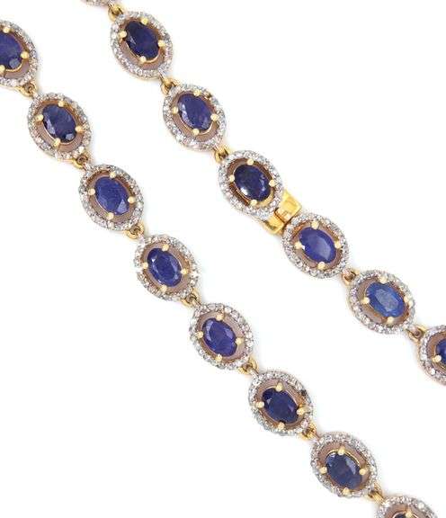 Darling 18.65 Oval Shaped Emerald-Cut Blue Sapphire & 4.07CTW Diamonds Necklace in 14K Yellow Gold O