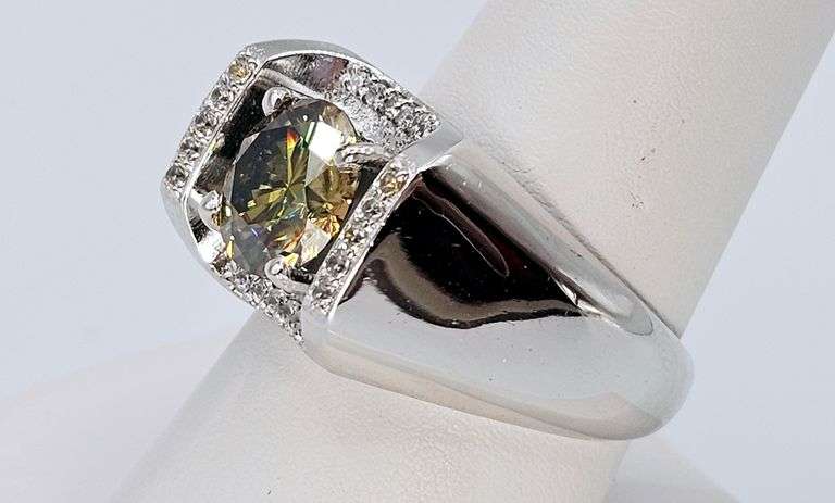 Men's Huge Sparkling 3.45 Ct Fire Moissanite Ring