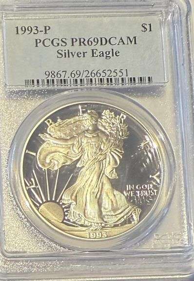 1993 P PCGS Proof 69 Deep Cameo Silver Eagle