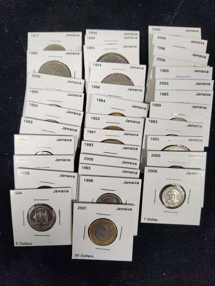 Lot Of 35 Jamaican Coins In Cardboard Holders