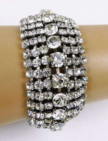 Stunning Vintage Wide Rhinestone Bracelet