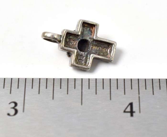 Black Onyx Gemstone Cross Pendant in Sterling Silver