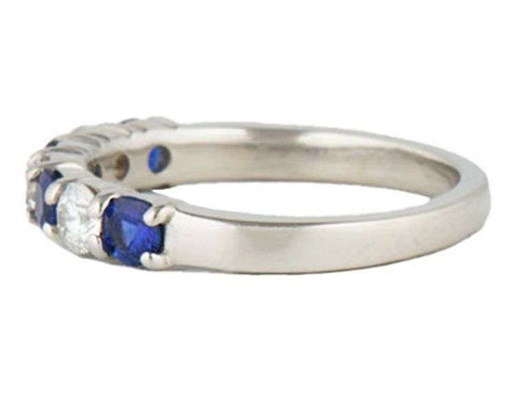 0.88ctw Sapphire and 0.50ctw Diamond Alternating Band Ring in Platinum