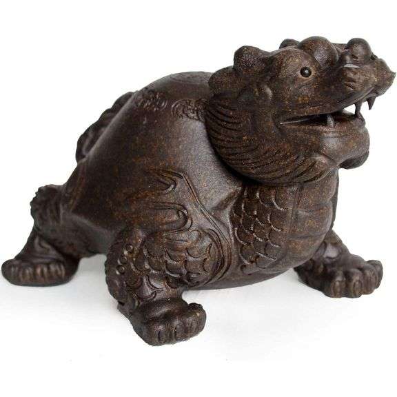 Handmade Zisha Clay Feng Shui Dragon Turtle