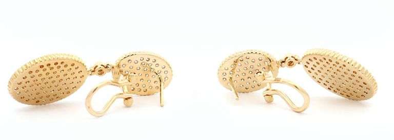 2.08ctw Pave Diamond Oval Station Dangle Earrings in 18K