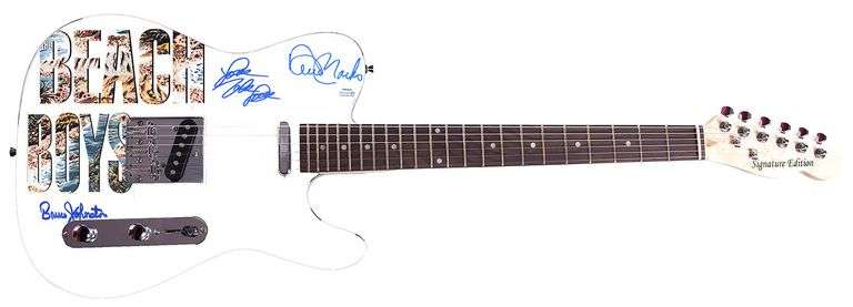 The Beach Boys Johnston Marks Mike Love Signed Graphics Guitar ACOA Exact Proof ACOA