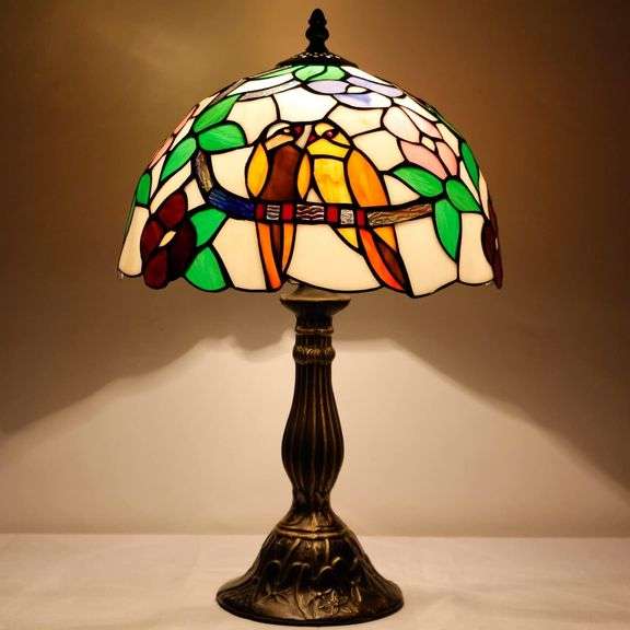 Tropical Birds Stained Glass Table Lamp