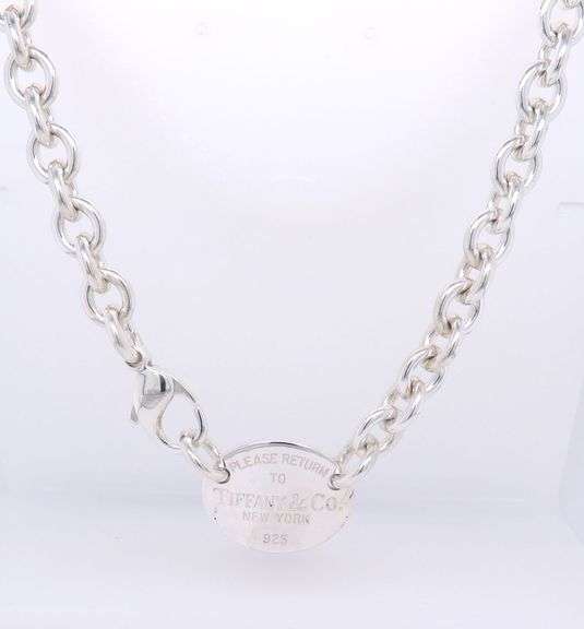 Tiffany & Co Oval Tag Necklace in Sterling Silver