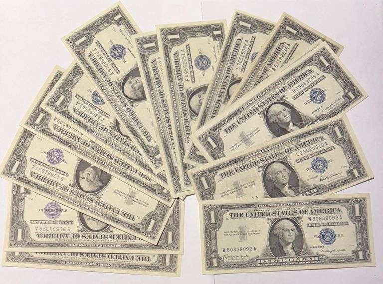 15 Various 1957 $1 Slider Silver Certificates