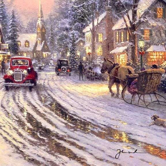 Village Christmas by  Kinkade (1958-2012)